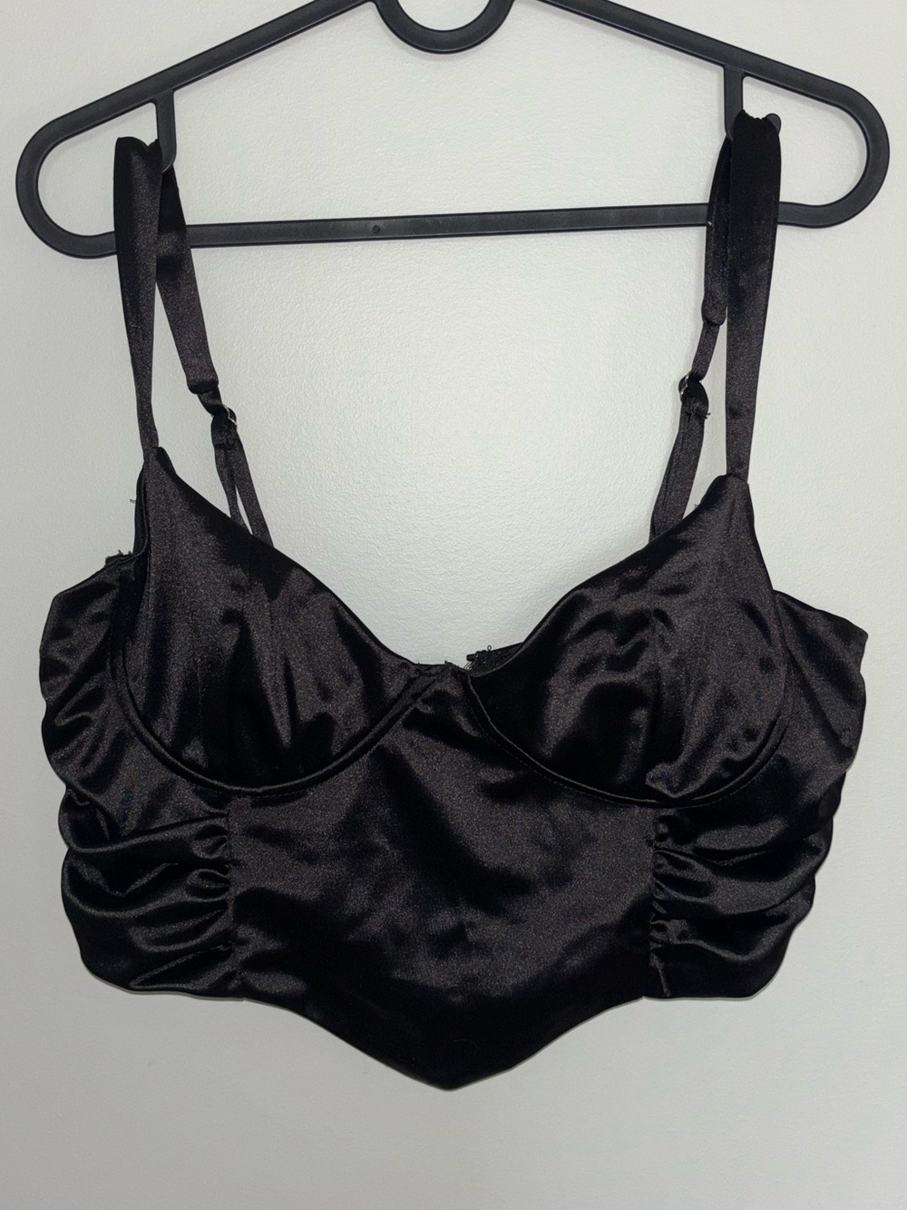 Better Be Black Satin Longline Bustier Top